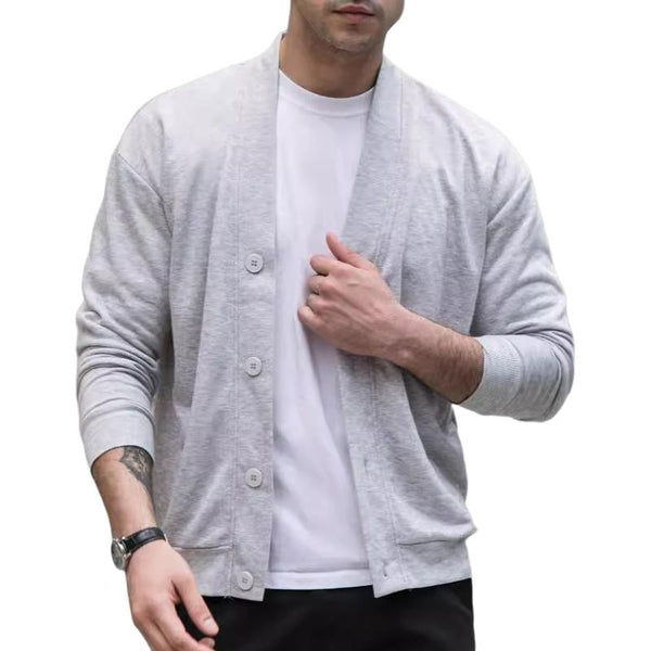 Men's Solid Color Casual Single Breasted Long Sleeve Jacket 27860384X