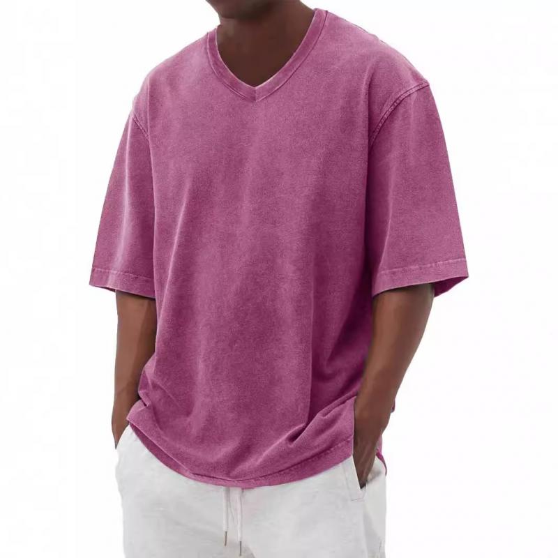 Men's Casual V-neck Loose Short-sleeved T-shirt 79085892M