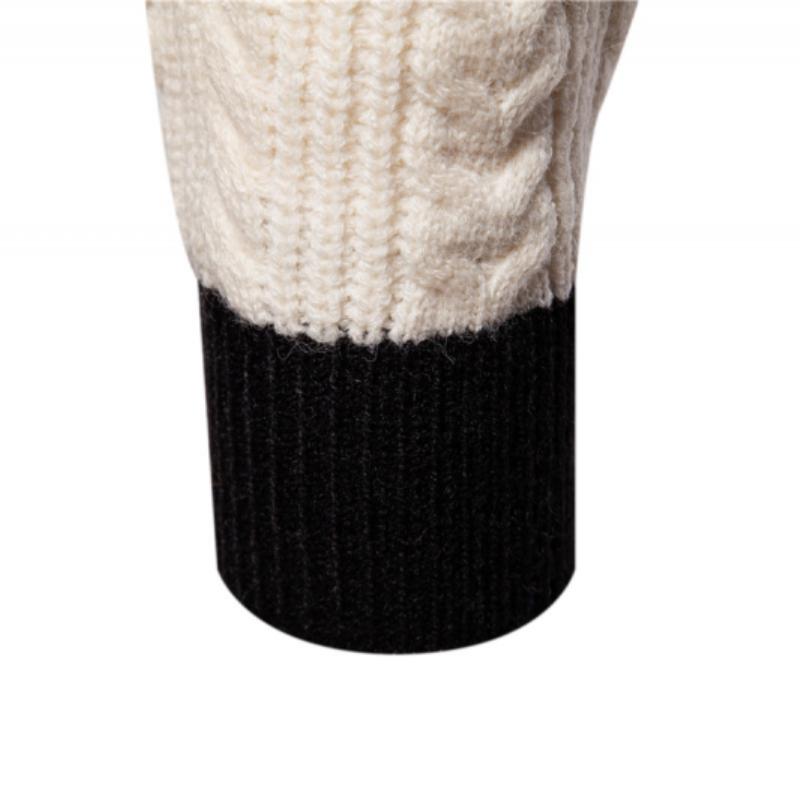 Men's Vintage Colorblock Jacquard Crew Neck Knitted Pullover Sweater 58865522M