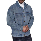 Men's Vintage Washed Lapel Denim Jacket 45852585X