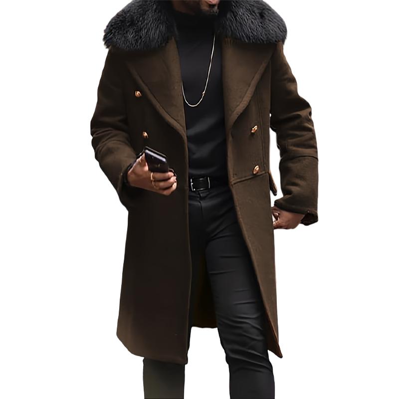 Men's Winter Fur Collar Mid-length Coat 97855887U