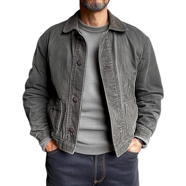 Men's Retro Denim Lapel Single Breasted Casual Jacket 45448175Z