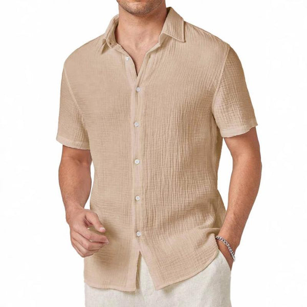 Men's Solid Color Lapel Short Sleeve Casual Shirt 65989179Z