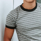 Men's Casual Striped Round Neck Short Sleeve T-Shirt 78243720TO