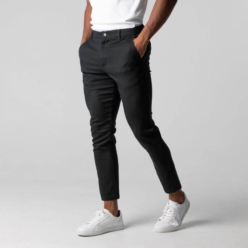 Pantalones casuales transpirables ajustados y sólidos para hombre 67784932Z