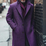 Men's Classic Lapel Mid-length Purple Wool Coat 82800828F