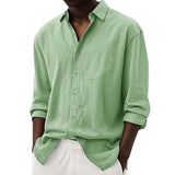 Men's Casual Solid Color Lapel Loose Long-sleeved Shirt 26047947M