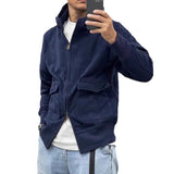 Men's Casual Solid Color Fleece Large Pocket Zipper Loose Hoodie Jacket 62501595M