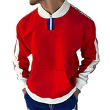 Men's Retro Casual Sports Contrast Color Zipper Sweatshirt 98962919TO