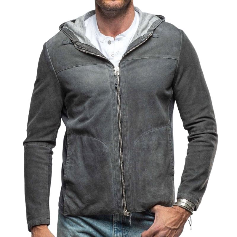 Men's Classic Casual Hooded Suede Jacket 90930814F