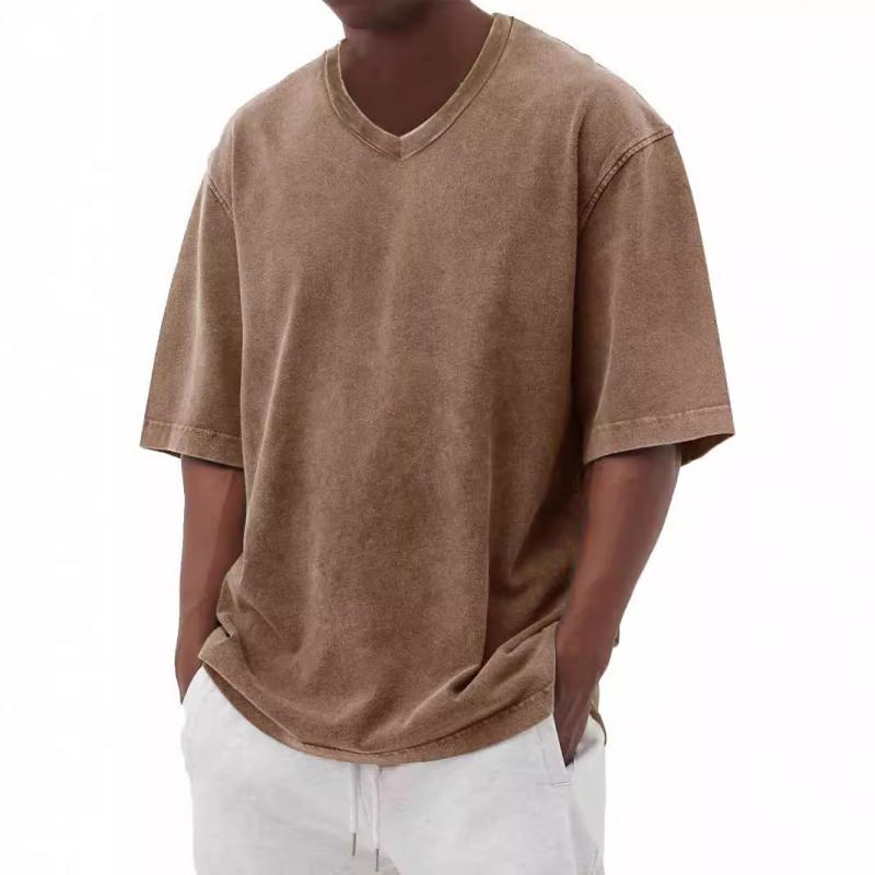 Men's Casual V-neck Loose Short-sleeved T-shirt 79085892M