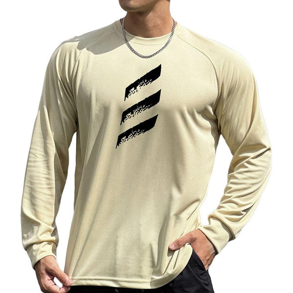 Men's Printed Round Neck Long Sleeve Fitness Sports T-shirt 33030129Z