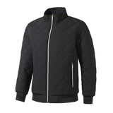 Men's Casual Stand-up Collar Zipper Fleece Warm Quilted Baseball Jacket 57998235M