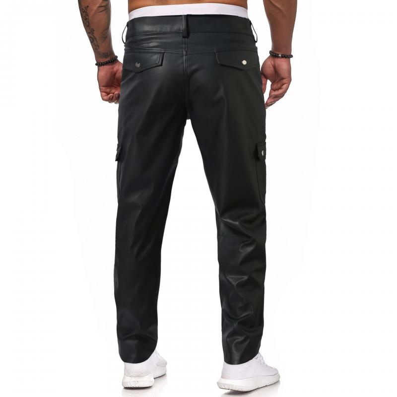 Men's Casual Solid Color Straight PU Leather Pants 18895970Y