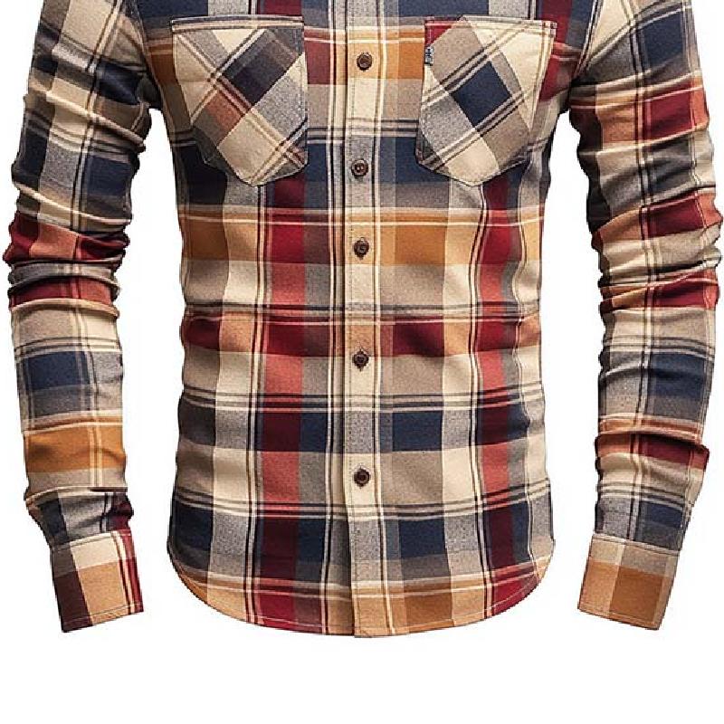 Camisa clásica informal de manga larga a cuadros de corte ajustado para hombre 91392940K