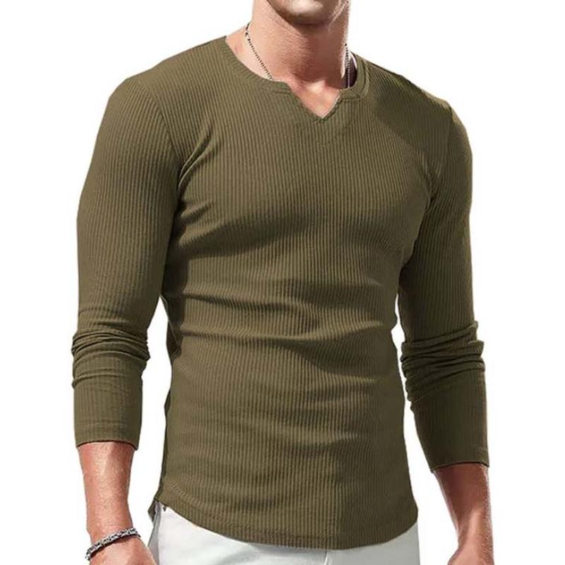 Men's Classic Casual Slim Fit Knitted Round Neck Long Sleeve T-Shirt 22155335K