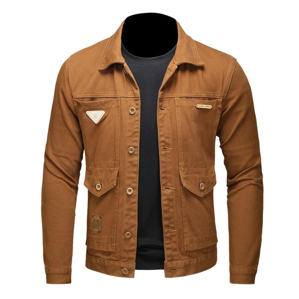 Men's Lapel Single-breasted Multi-pocket Denim Jacket 50238728F