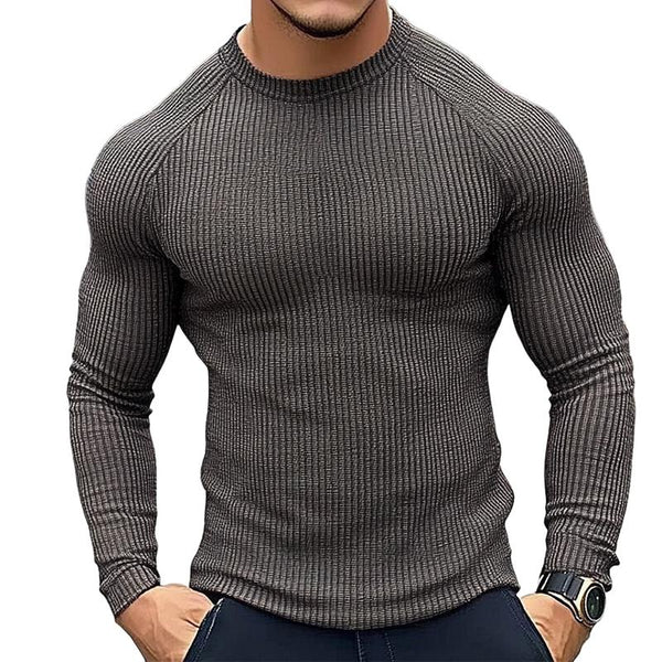 Men's Retro Casual Round Neck Striped Long Sleeve T-Shirt 07084940TO