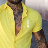 Men's Casual Simple King K Lapel Short Sleeve Shirt 95284991TO