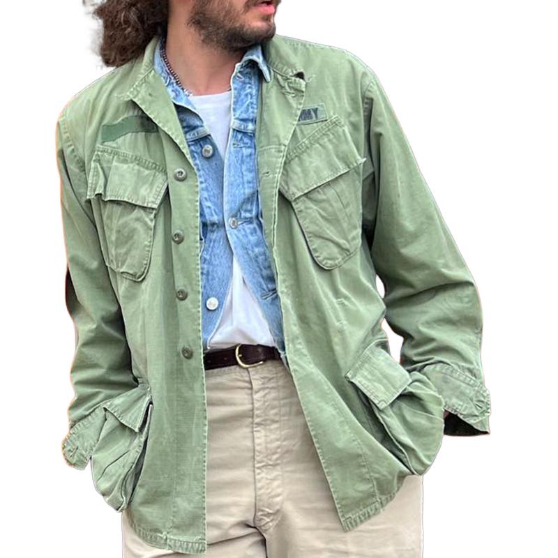Veste cargo multi-poches délavée vintage pour homme 32508194X