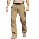 Men's Solid Multi-pocket Elastic Waist Straight Cargo Pants 62798416Z