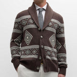 Men's Vintage Knitted Jacquard Pattern Cardigan 82870828Y