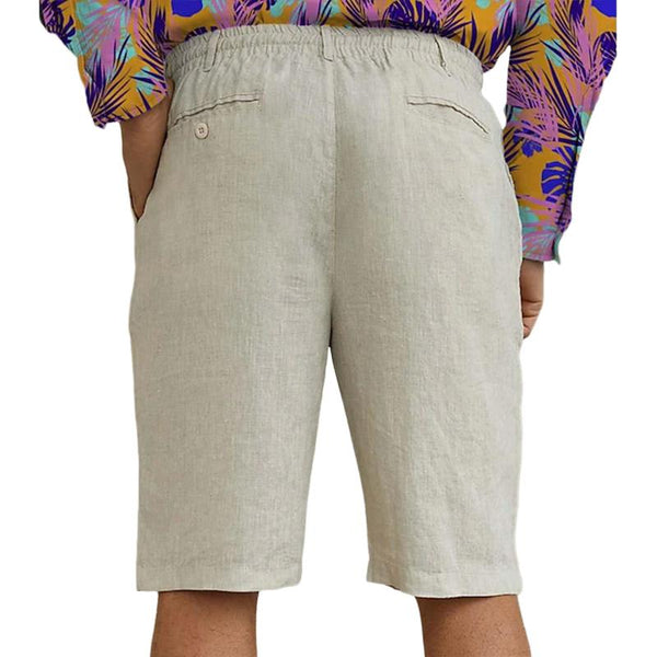 Men's Casual Cotton Linen Elastic Waist Drawstring Slim Fit Suit Shorts 59605461M