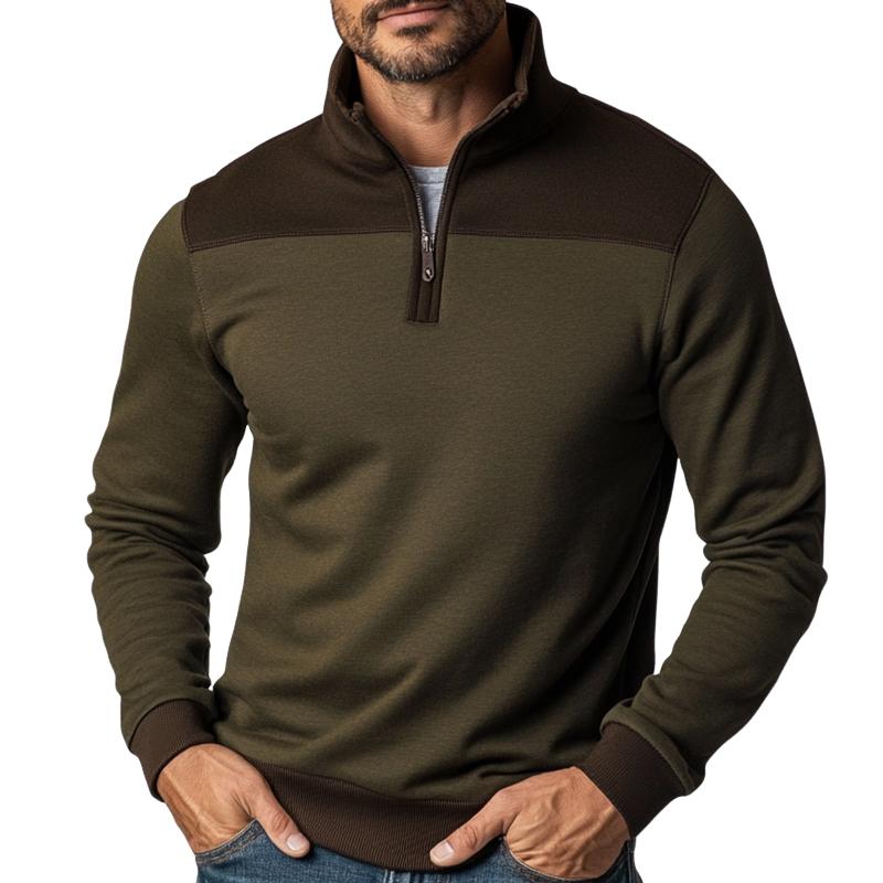 Men's Retro Casual Colorblock Zipper Sweatshirt 77384804TO