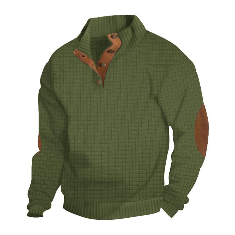 Men's Plaid Stand Collar Long Sleeve Casual Sweatshirt 63113270Z