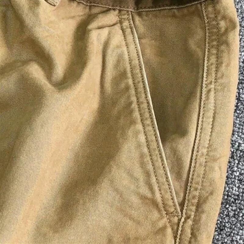 Men's Solid Color Loose Cotton Cargo Pants 41844598Z