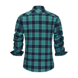 Men's Vintage Casual Flannel Plaid Lapel Long Sleeve Shirt 29265859TO