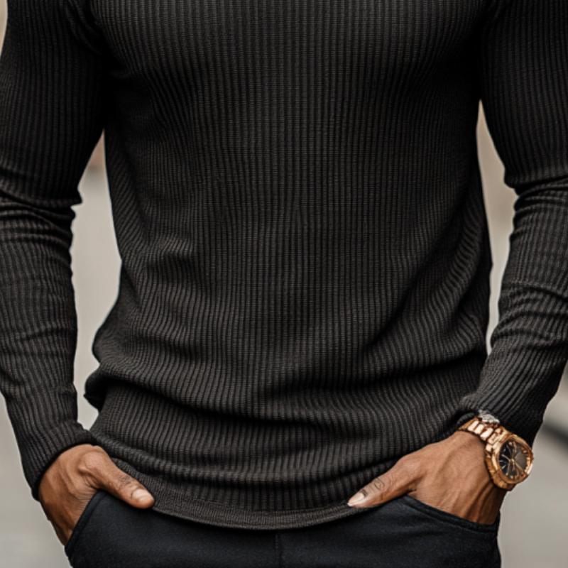 Men's Classic Casual Crew Neck Knitted Long Sleeve T-Shirt 61419460K