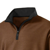 Men's Casual Zipper Stand Collar Colorblock Loose Pullover Sweatshirt 73724314M