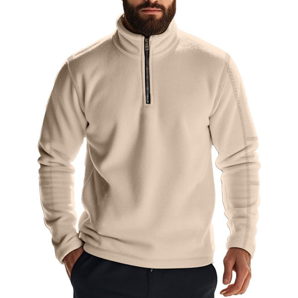 Men's Casual Outdoor Zipper Stand Collar Polar Fleece Pullover Sweatshirt 38767226M