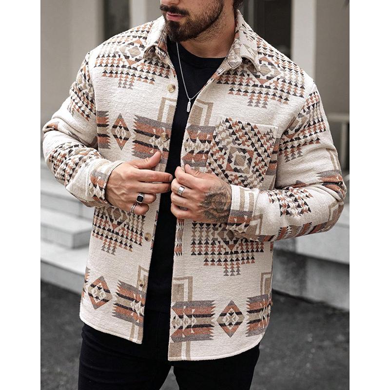 Men's Vintage Print Single Breasted Jacket 21995717Y