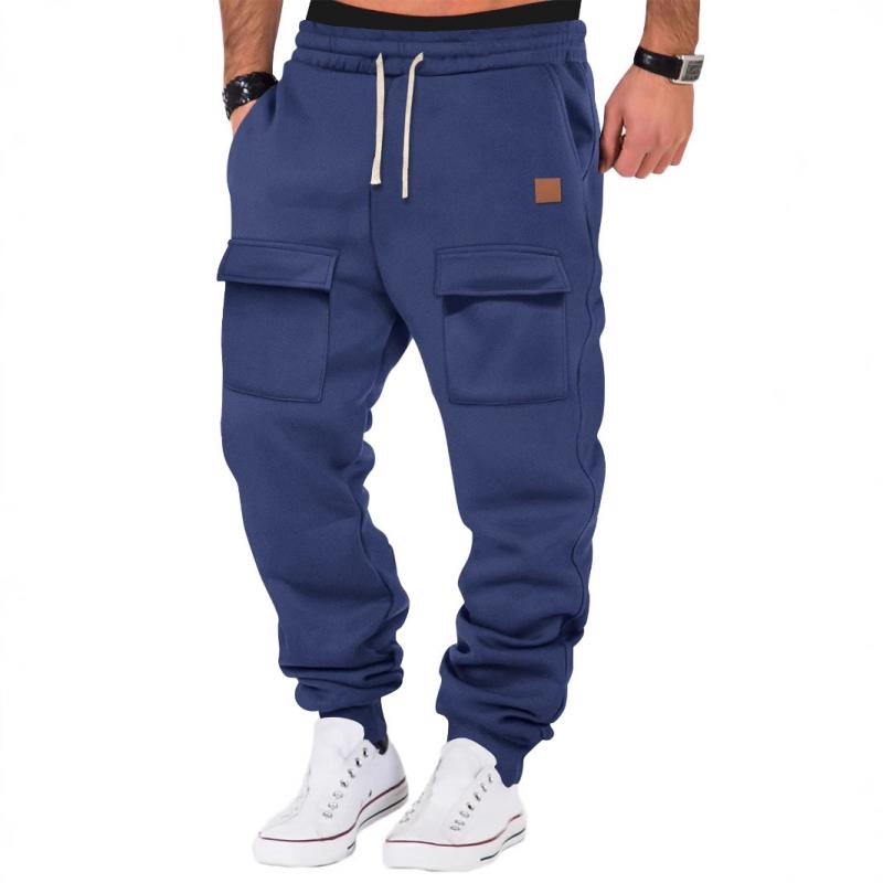 Men's Sports Solid Color Multi-Pocket Sweatpants 05181670Y