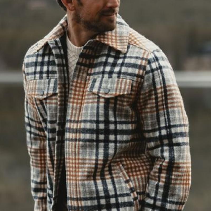 Men's Classic Retro Casual Lapel Multi-Check Coat 69657728K