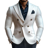 Men's Fashion Solid Color Peak Lapel Double Breasted Casual Blazer 11602132Z