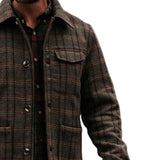 Men's Classic Retro Casual Plaid Multi-Pocket Wool Shirt Jacket 02860587K