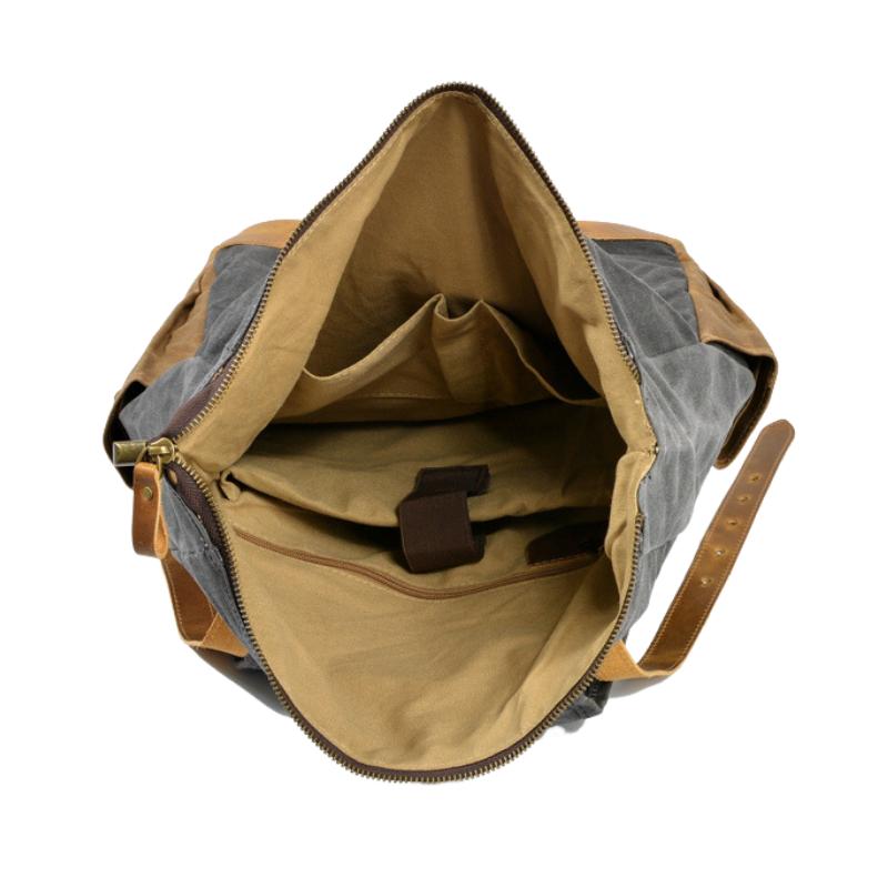 Mochila de lona impermeable con múltiples bolsillos para hombre, estilo vintage, con contraste, 05291124Y