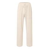 Men's Solid Color Loose Cotton And Linen Casual Pants 16155535Z