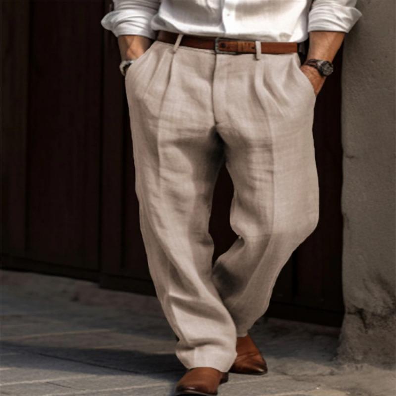 Men's Linen Solid Loose Casual Pants 41047953Z