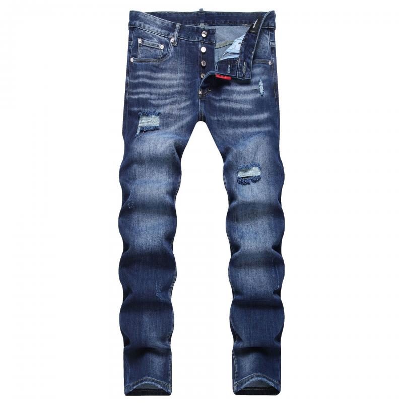 Men's Vintage Solid Color Ripped Jeans 04117796Y