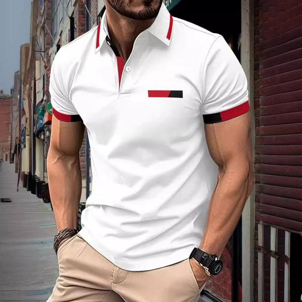 Men's Casual Colorblock Lapel Short-Sleeved Polo Shirt 49057924Y