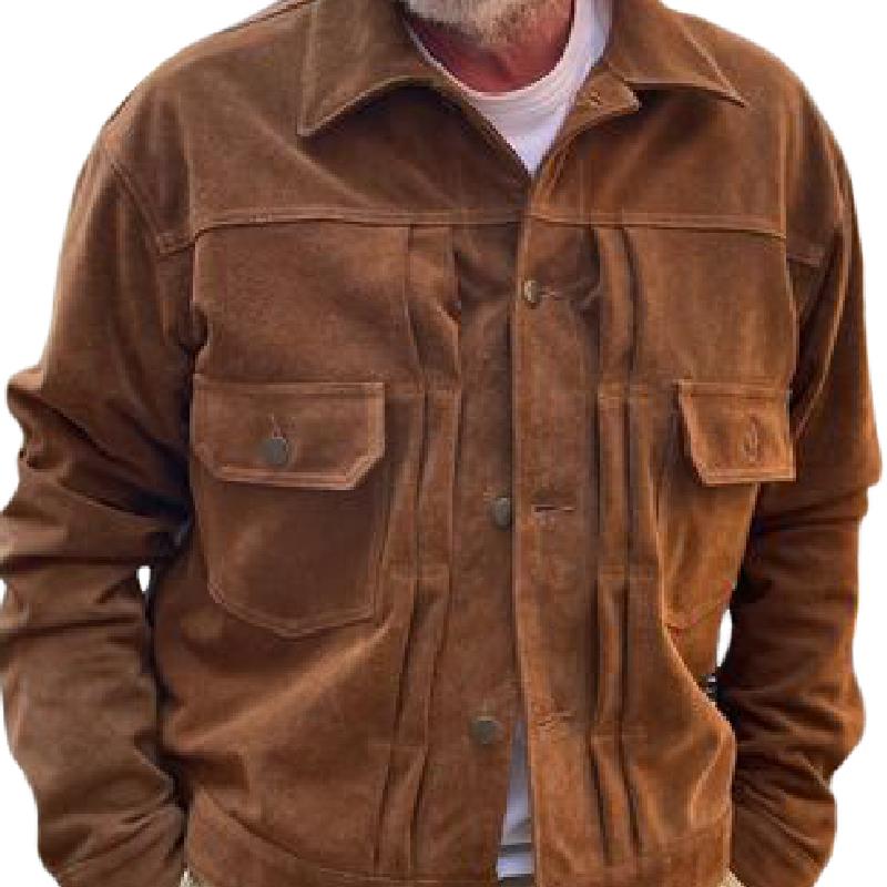 Men's Vintage Suede Lapel Jacket 45358456F