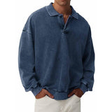 Men's Solid Color Loose Lapel Long Sleeve Casual Sweatshirt 09928635Z