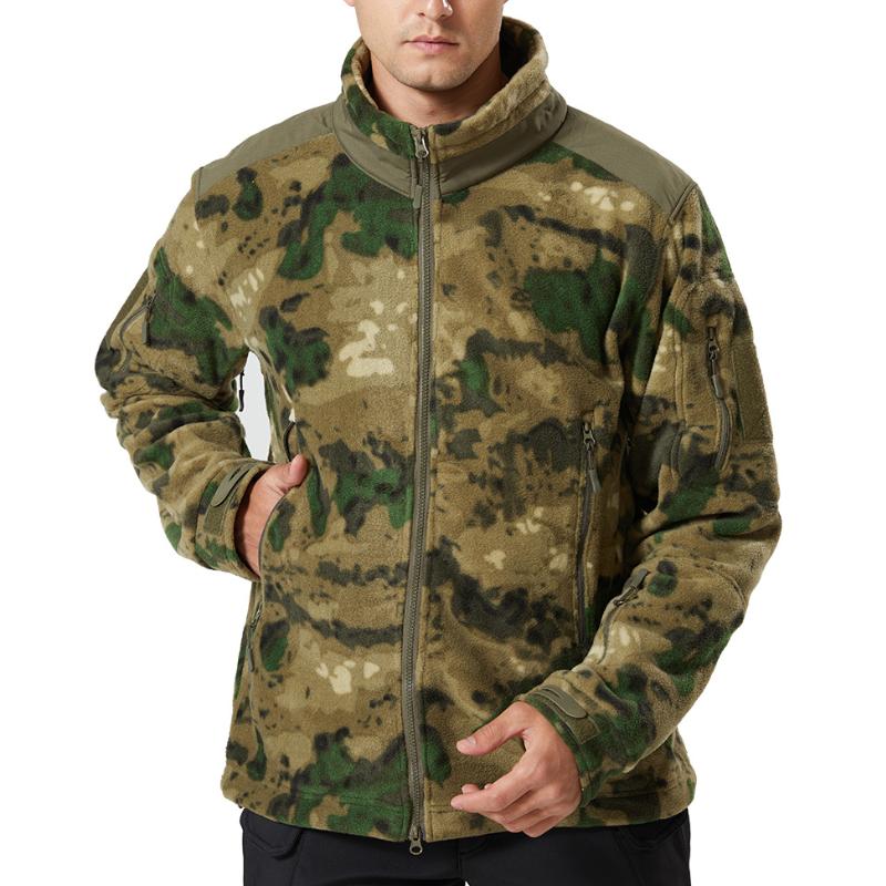 Men's Stand Collar Outdoor Sports Camouflage Fleece Jacket 97630856F