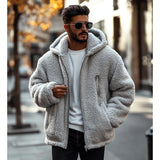 Men Fashion Lambswool Warm Multi-Pocket Hooded Coat 16623058Y