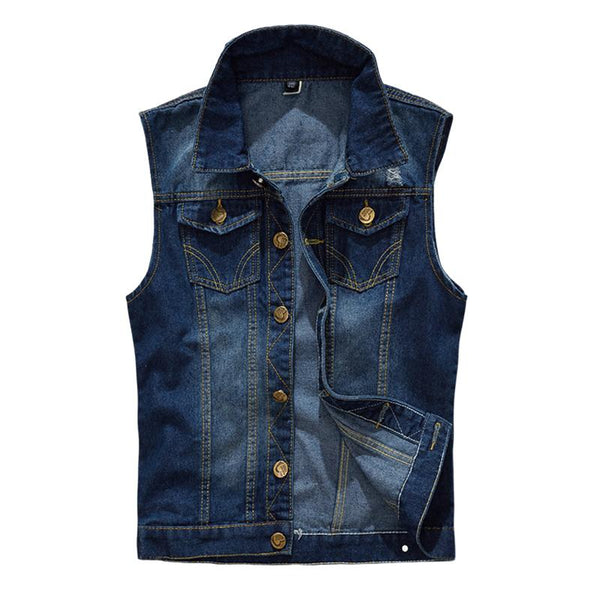 Men's Slim Fit Denim Ripped Vest 99343960U