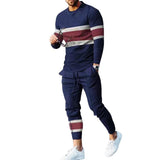 Men's Sports Casual Crew Neck Pullover Sweatshirt and Trousers Set 30423543F